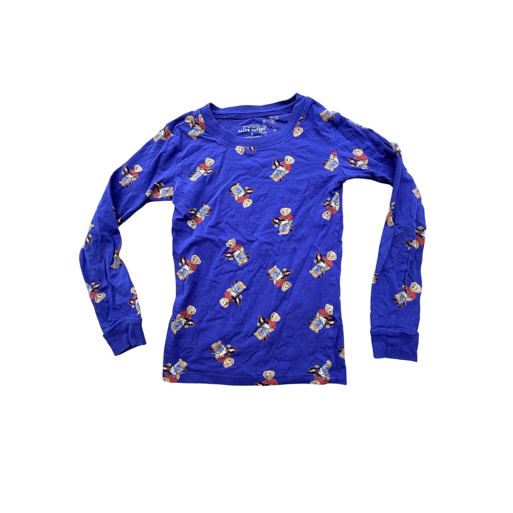Polo Ralph Lauren Kids Blue Polo Bear All Over Print Long Sleeve T-Shirt Size 8